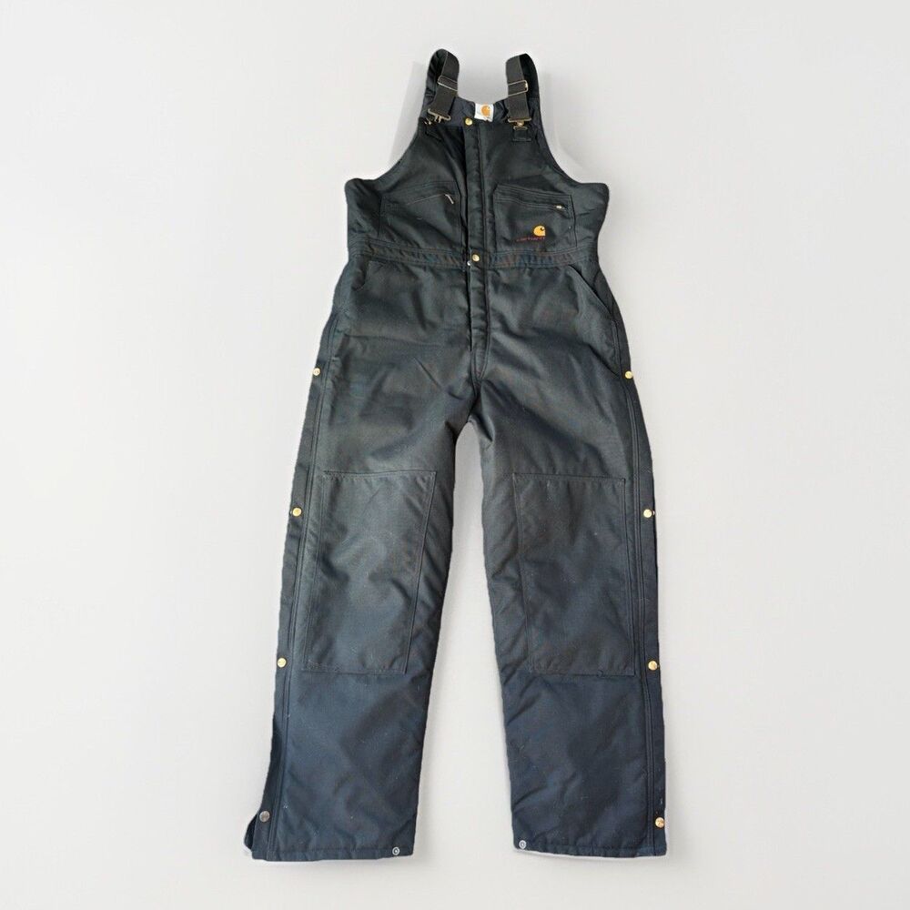 CARHARTT Arctic Dungarees 40X32 Bib Overalls Yukon Extremes Zip Front R12 Black